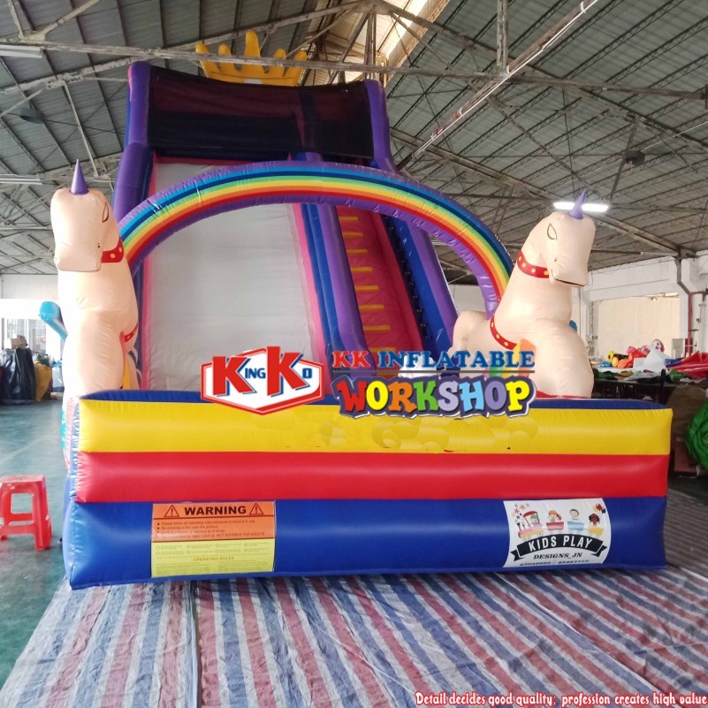 outdoor unicorn carriage slide inflatable jumping castle combo slide 6