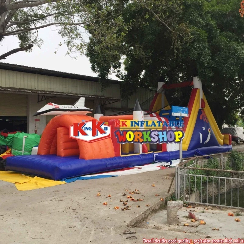 Latvia Airplane Inflatable Bounce House Obstalce Course Race For Kids 1