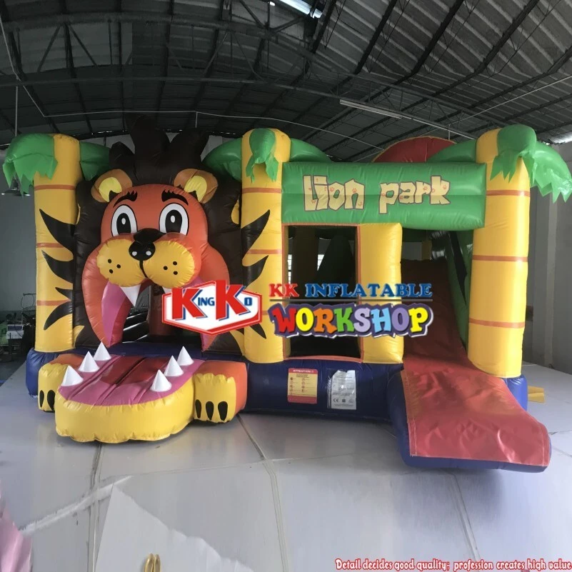 New arrival inflatable lion jumper combo, popular bouncy castle slide, commercial slide bouncing castle 1