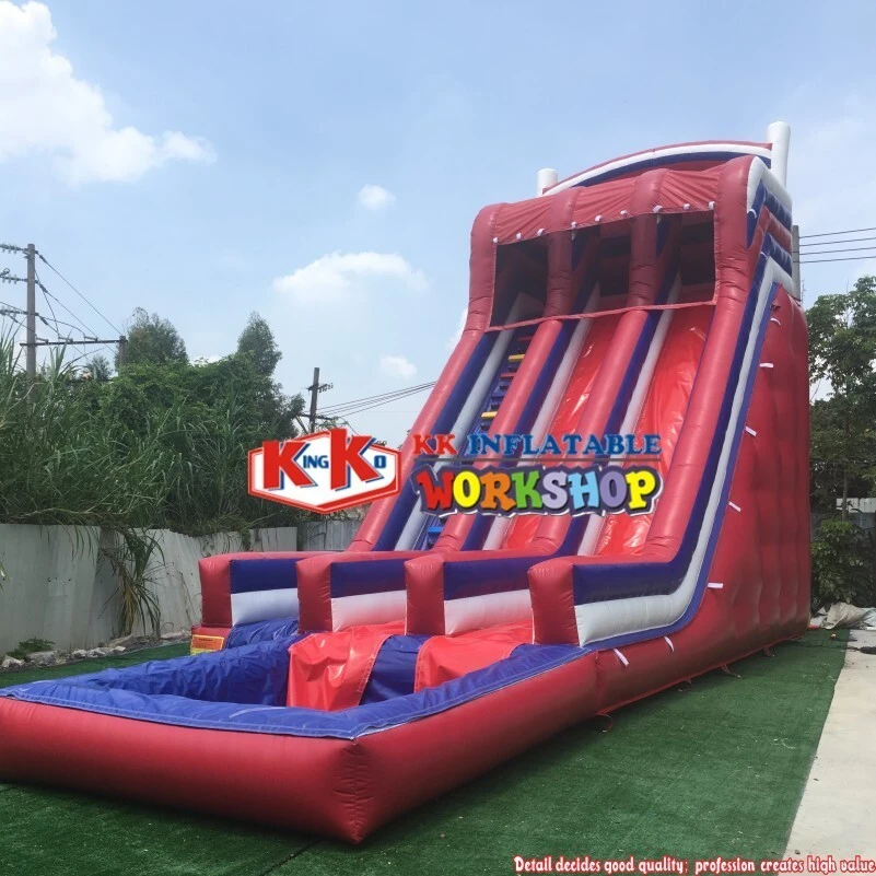 Summer Kids Blue and Red Screamer Slide with Pool , Adult Inflatable Water Slide 1