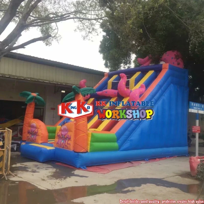 SGS Commercial Inflatable Dry Slides / Octopus Double Lane Slide For Children Big Fun 1