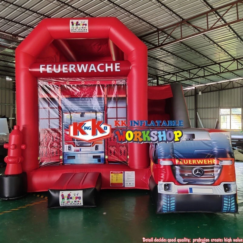 Guangzhou XBL Fire Station & Fire Truck themed bounce house, 3 in 1 Kids slide combo 1