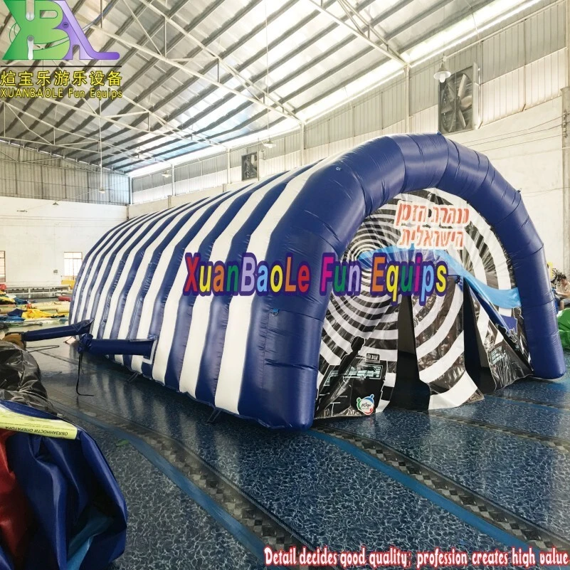 Outdoor music festival decorated inflatable stage, blue&white arch tunnel inflatable tent 1