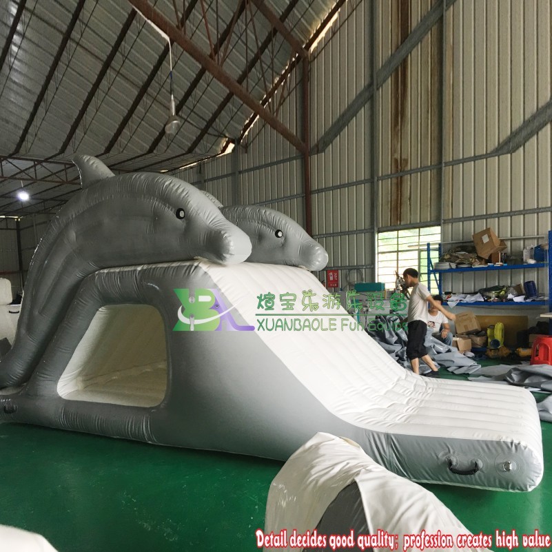 Lake Inflatable Floating Twin Dolphins Water Slide - Water Park Toy 4