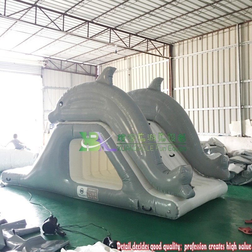Lake Inflatable Floating Twin Dolphins Water Slide - Water Park Toy 5