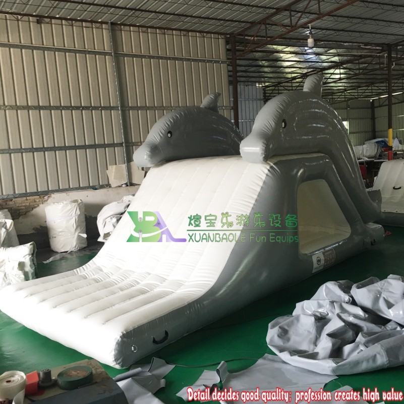 Lake Inflatable Floating Twin Dolphins Water Slide - Water Park Toy 9