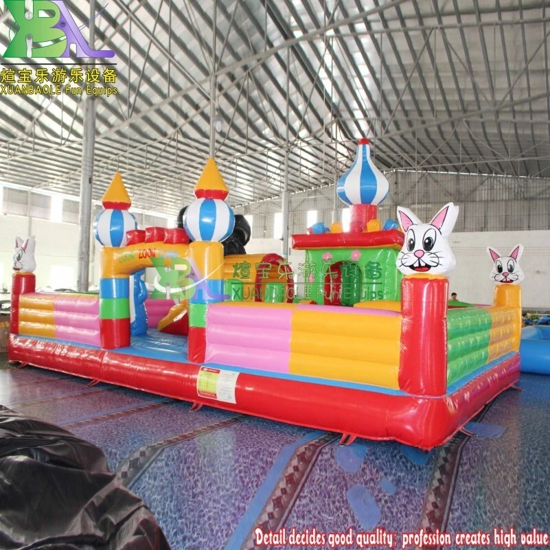 CE outdoor cartoon inflatable amusement park fun city, commercial jumping castle inflatable Equipment 1