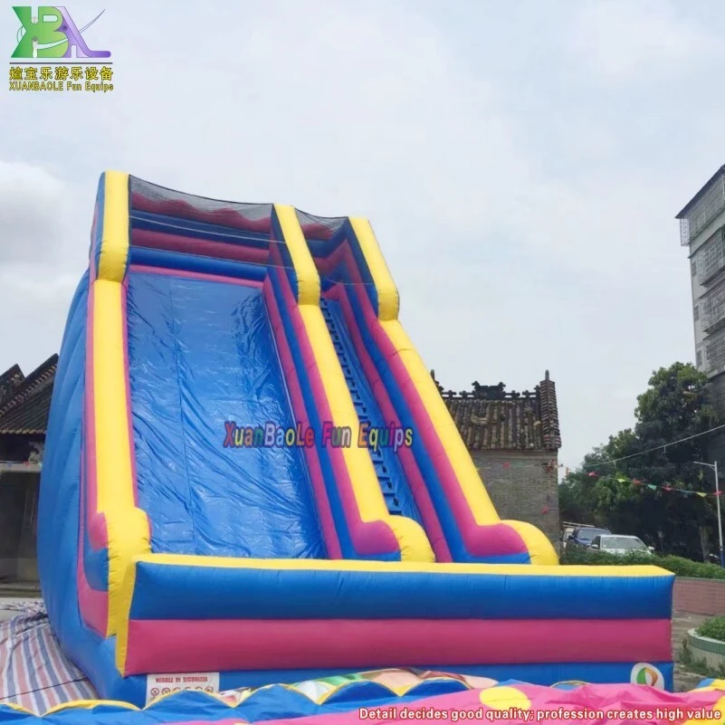 Outdoor Mobile Commercial Blue Inflatable Slide, Exciting Giant Inflatable Dry Slide For Adult 1