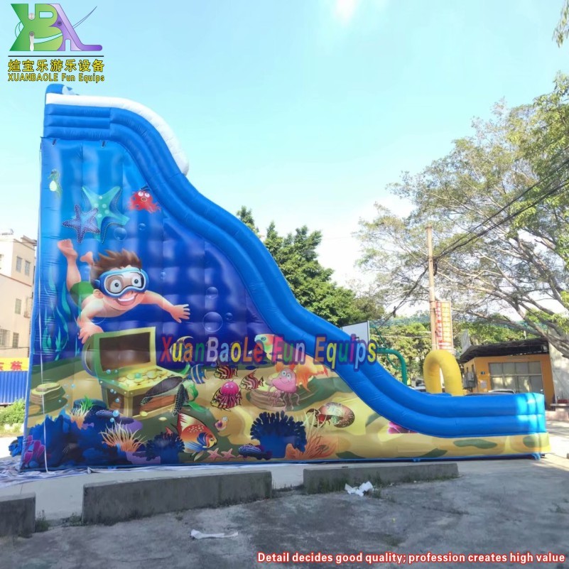 Heavy Duty & Tobogán seco seguro Sea World Adventure Tobogán inflable Tobogán de salto de PVC Tobogán ondulado 2