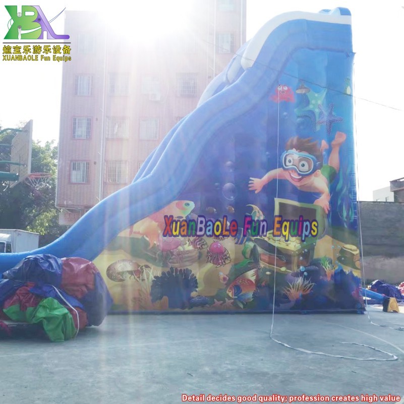 Heavy Duty & Tobogán seco seguro Sea World Adventure Tobogán inflable Tobogán de salto de PVC Tobogán ondulado 5