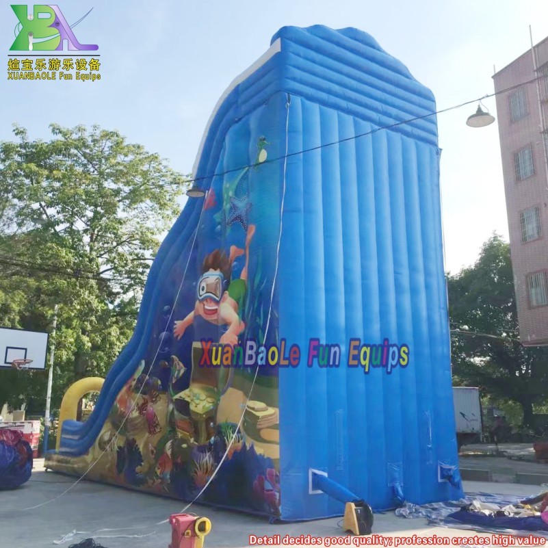 Heavy Duty & Tobogán seco seguro Sea World Adventure Tobogán inflable Tobogán de salto de PVC Tobogán ondulado 6
