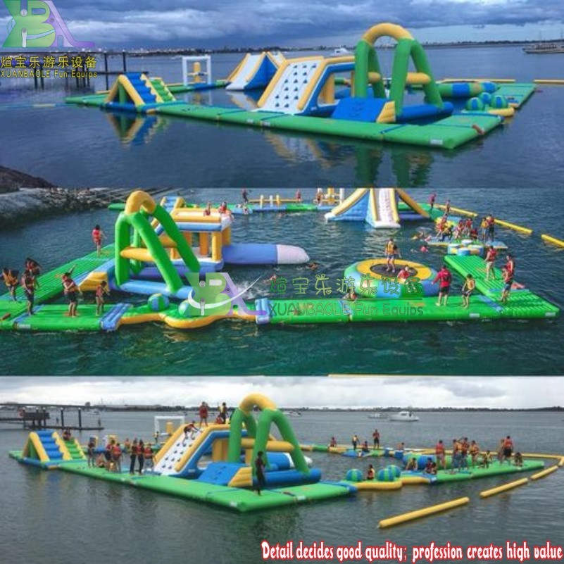 Parque de atracciones acuático verde claro/Parque acuático inflable con divertidos obstáculos para el mar o el lago 6
