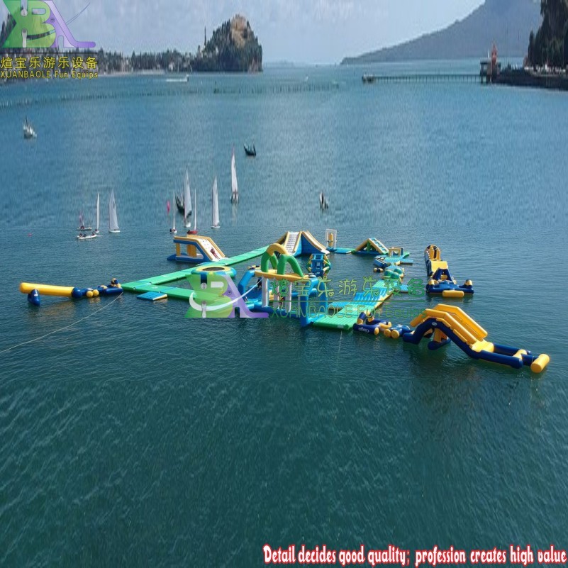 Parque de atracciones acuático verde claro/Parque acuático inflable con divertidos obstáculos para el mar o el lago 7