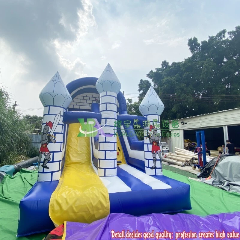 Commercial Outdoor Inflatable Junior Slide Knight Castle With Dry Slide Bouncer 1