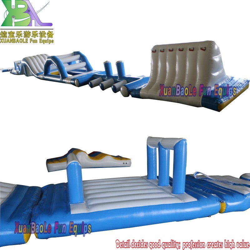 Parque acuático inflable azul/blanco/juego acuático inflable/pista de obstáculos para piscinas de hoteles o lagos 8