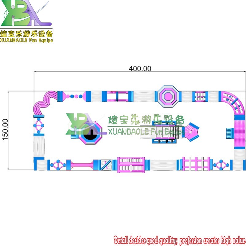 Inflable gigante rosa y blanco para adultos, parque acuático flotante, deportes acuáticos, aventura 3
