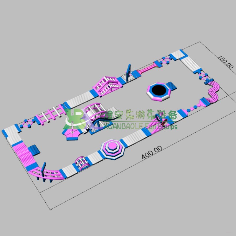 Inflable gigante rosa y blanco para adultos, parque acuático flotante, deportes acuáticos, aventura 4