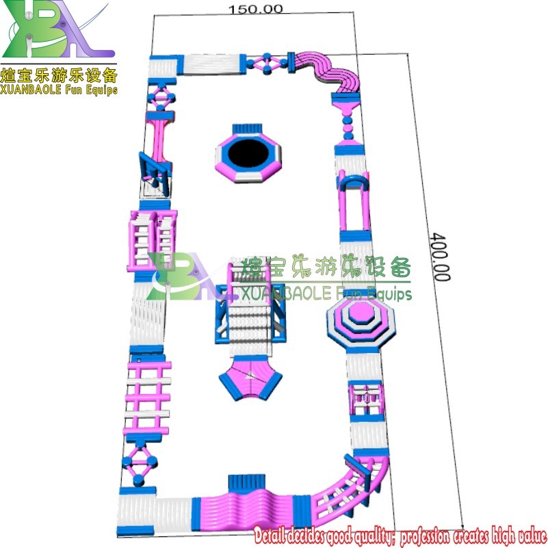 Inflable gigante rosa y blanco para adultos, parque acuático flotante, deportes acuáticos, aventura 5