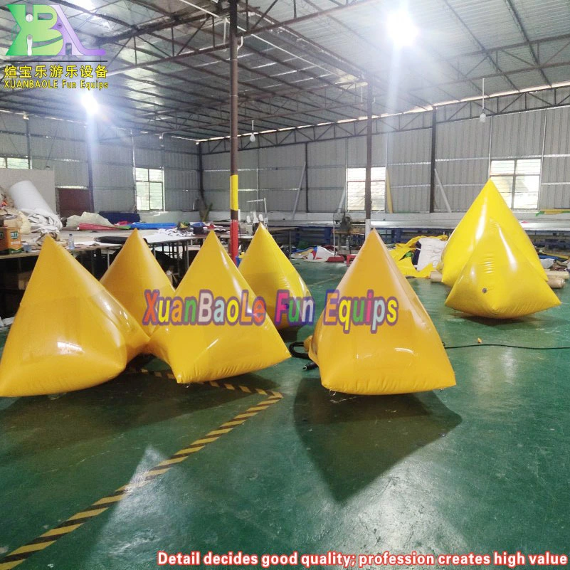Triangle Shape Inflatable Marker Buoy , Advertising Inflatable Floating Buoys For Water Events 1