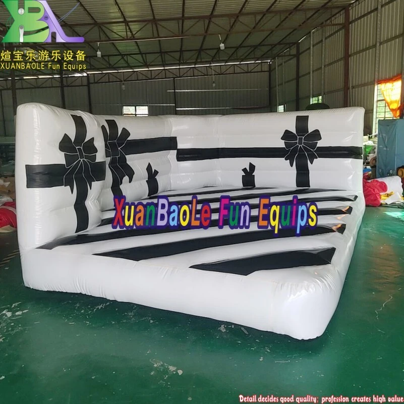 Customized White Airtight Inflatable Gift Box Jumping Castle Blow Up Bouncer For Party Or Restaurant 1