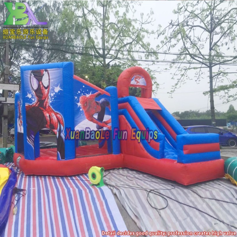 Combo de tobogán inflable con temática de Spiderman - Castillo inflable Moonwalk para niños con tobogán 2