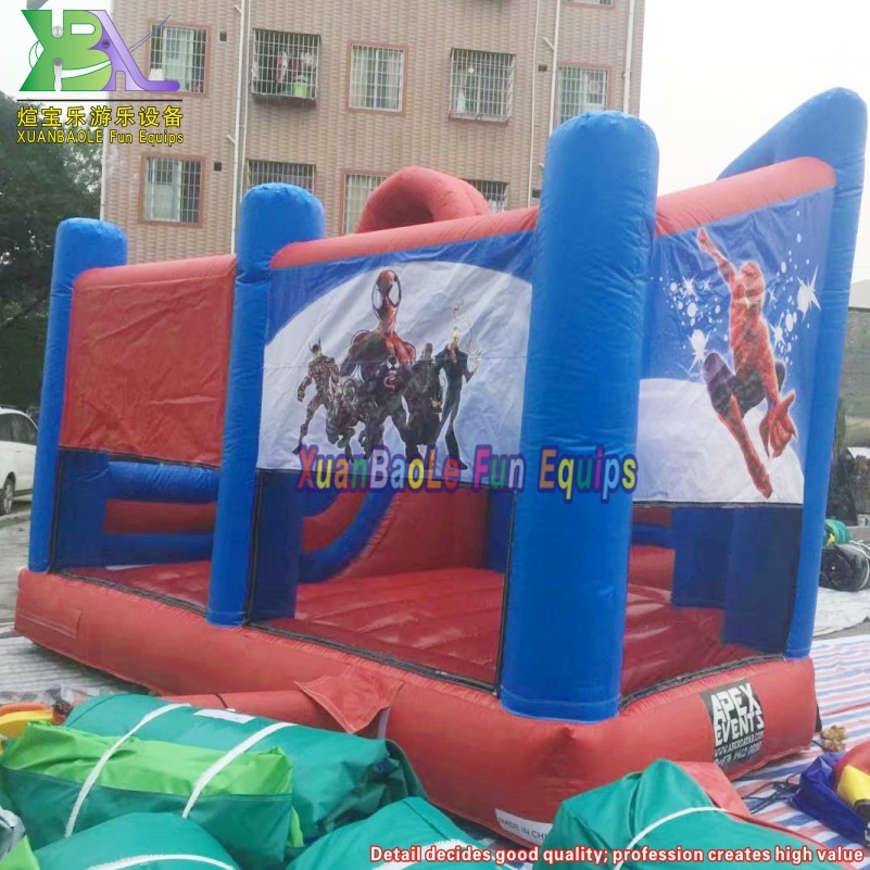Combo de tobogán inflable con temática de Spiderman - Castillo inflable Moonwalk para niños con tobogán 3