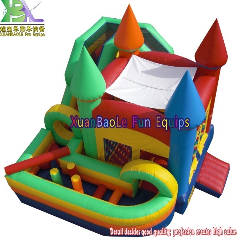 Maison combinée de rebond de glissière d'obstacle gonflables multijoueurs, torsion combinée d'obstacle de glissière 1