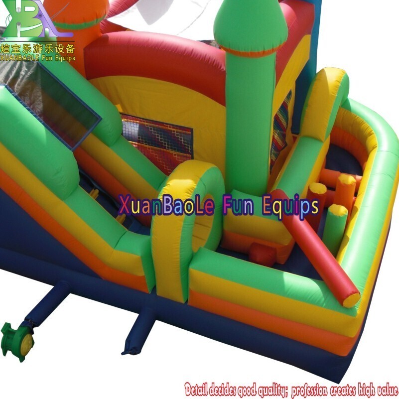 Maison combinée de rebond de glissière d'obstacle gonflables multijoueurs, torsion combinée d'obstacle de glissière 2