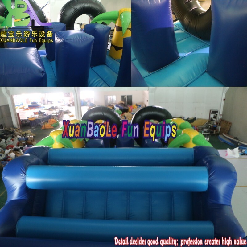 Tropical Palm Tree Bouncy Obstacle Course, Kids&Adults Outdoor Interactive Inflatable Challenge Game 4