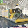 Carrera de obstáculos inflable con castillo que rebota, casa de rebote temática de Mr Black con salto con tobogán, Panda encantador de dibujos animados 3