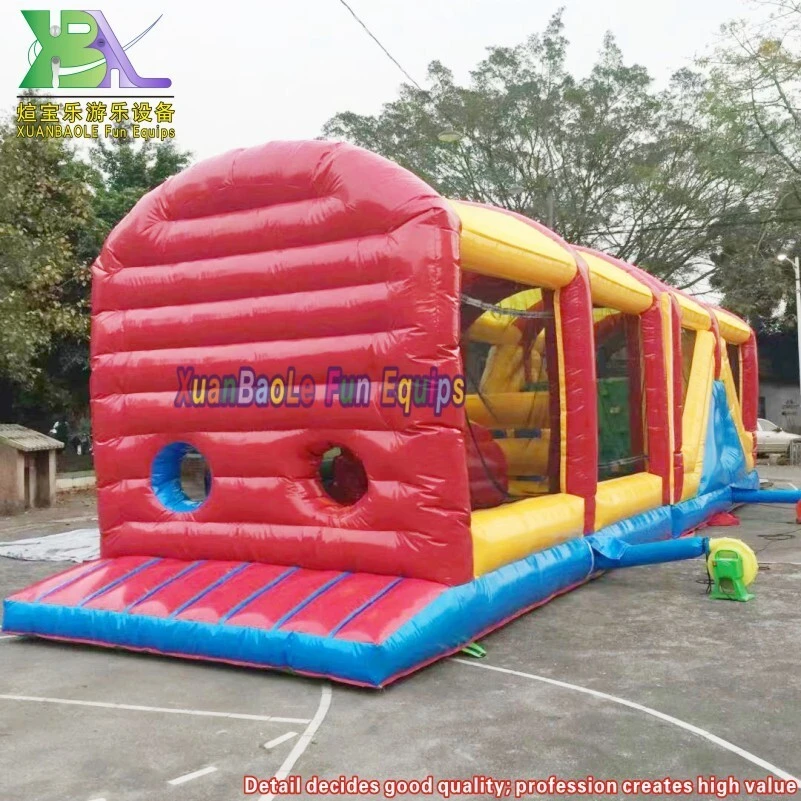 50ft Adult Xtreme Challenge Inflatable Assault Course, Roof Bouncy Slide Obstacle Course 1