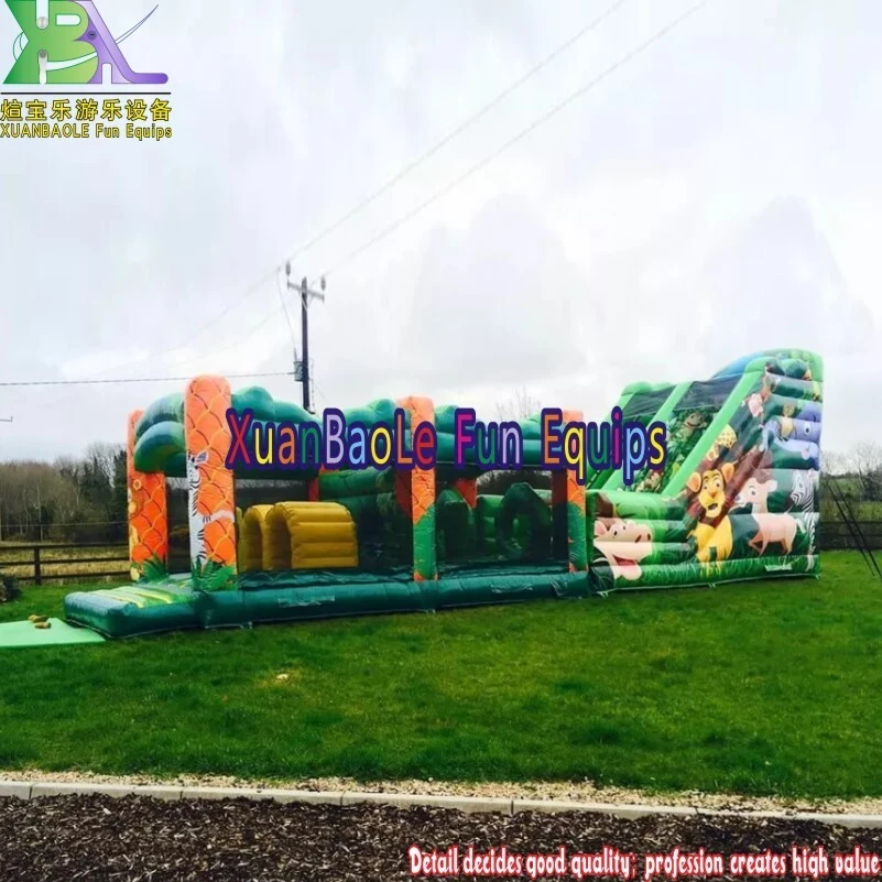 Jungle Adventure Themed Obstacle Course Inflatable Amusement Park/ Event 1