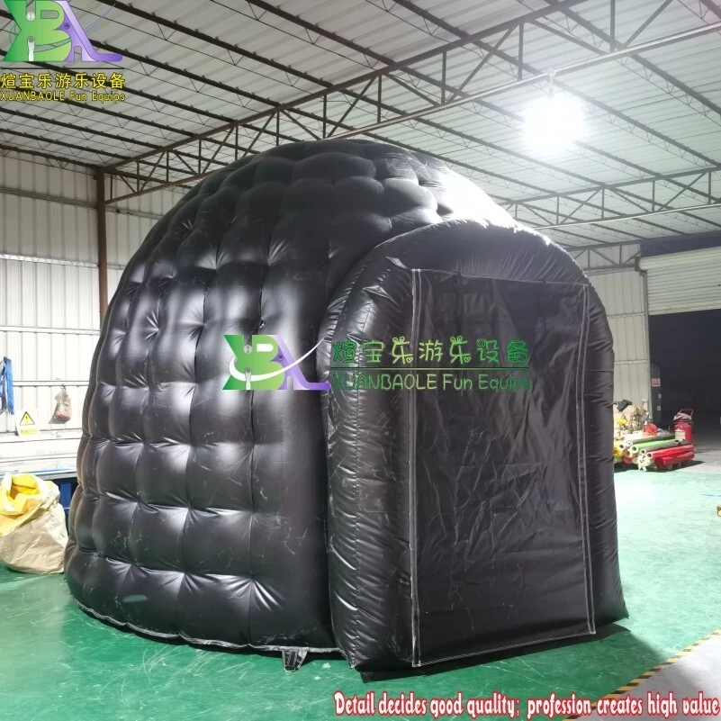 Carpa inflable gigante del iglú del aire Carpa negra inflable de la bóveda del disco Color por encargo& Tamaño 1