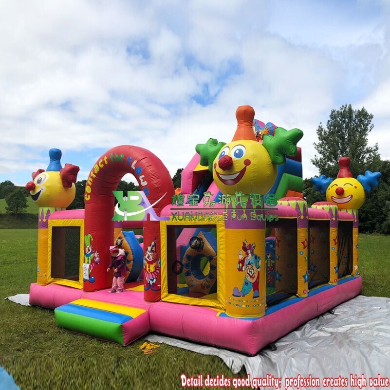 8x5m circo al aire libre inflable casa de rebote divertido payaso inflable castillo de salto con tobogán combo inflable comercial 2