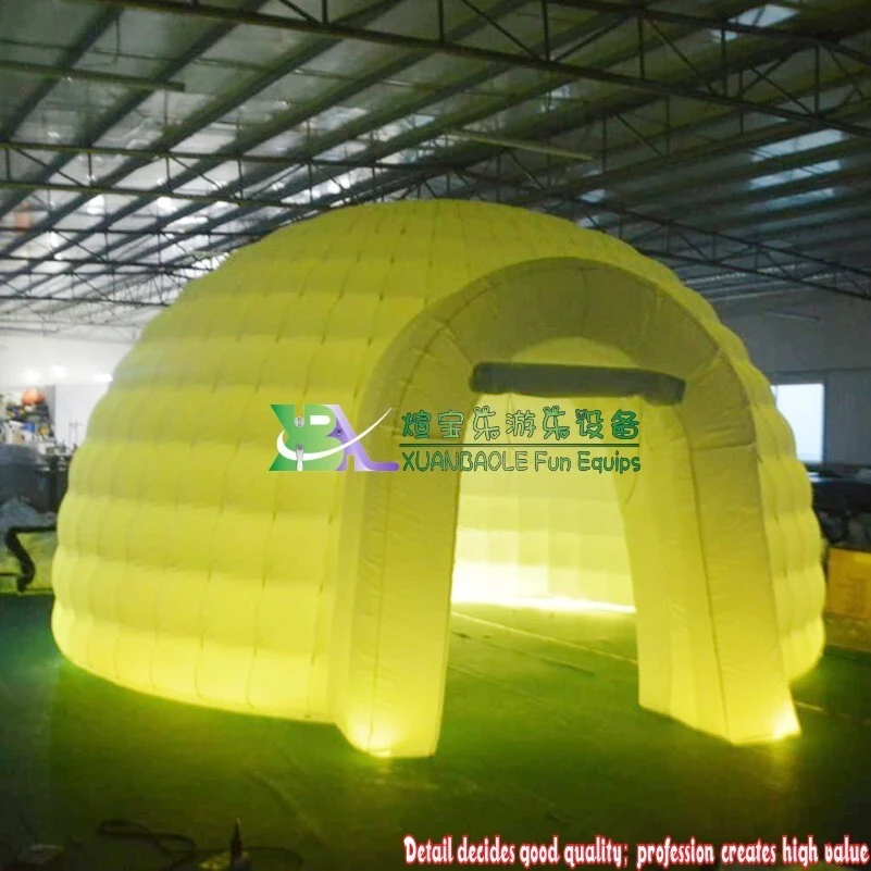 5-6-8m 210D Oxford Fabric Cloth LED Lights Inflatable Igloo Dome Tent With Air Blower For Party , Wedding 1