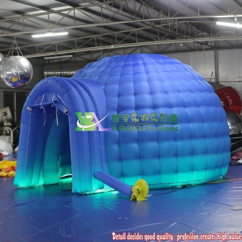 CE Blue Oxford Inflatable Lighting Round Dome Tent With 5m DIA For Event , Inflatable Air Blow Up Tent 1