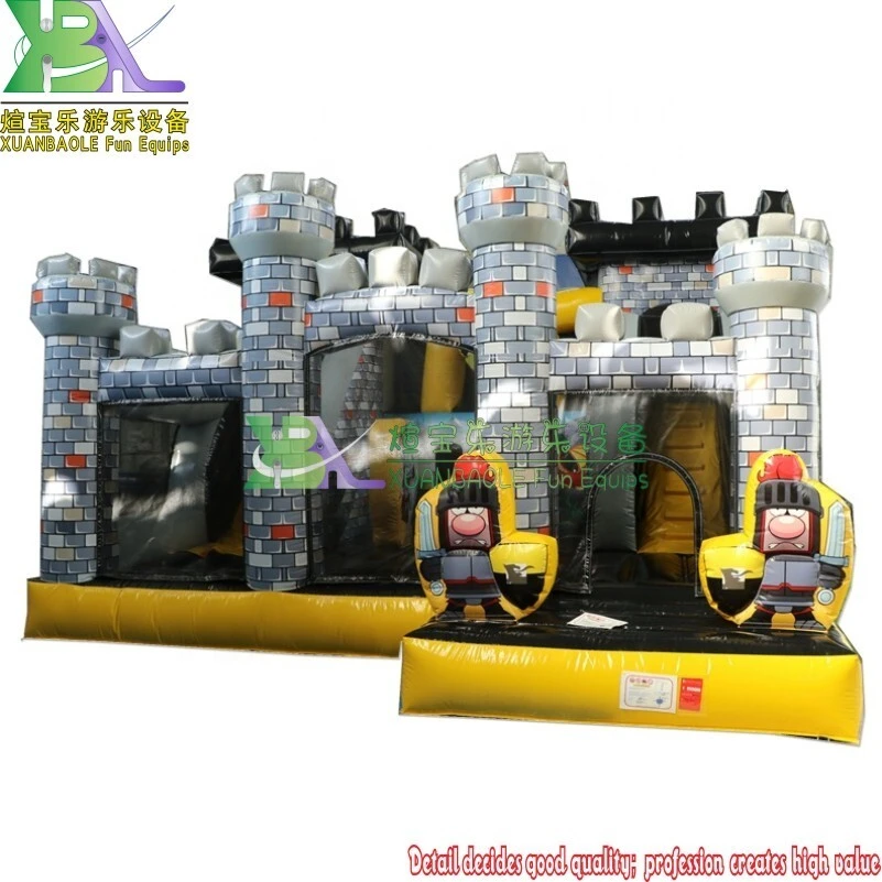 Commercial Inflatable Roman Castle Bounce Slide Jumping Moonwalk Knight Castle Combo 1