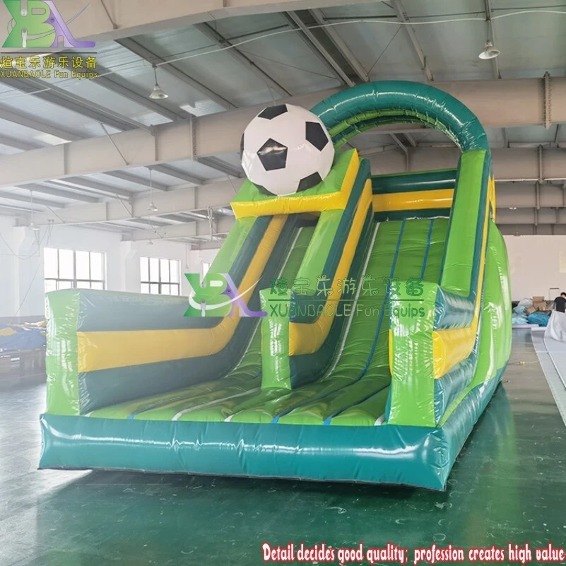 Soccer Football Kids Inflatable Bouncy Castle Slide Commercial Lawn Jumping Slide Amusement Park Fun Equipment 1