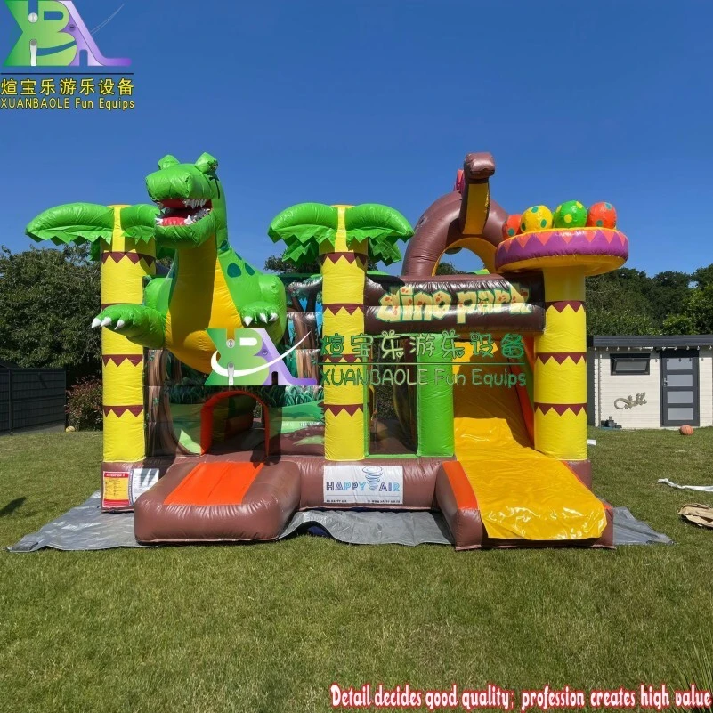 Dino Land Children Amusement Play Center Dinosaur Jumping Castle Inflatable Commercial Air Slide Combo 1