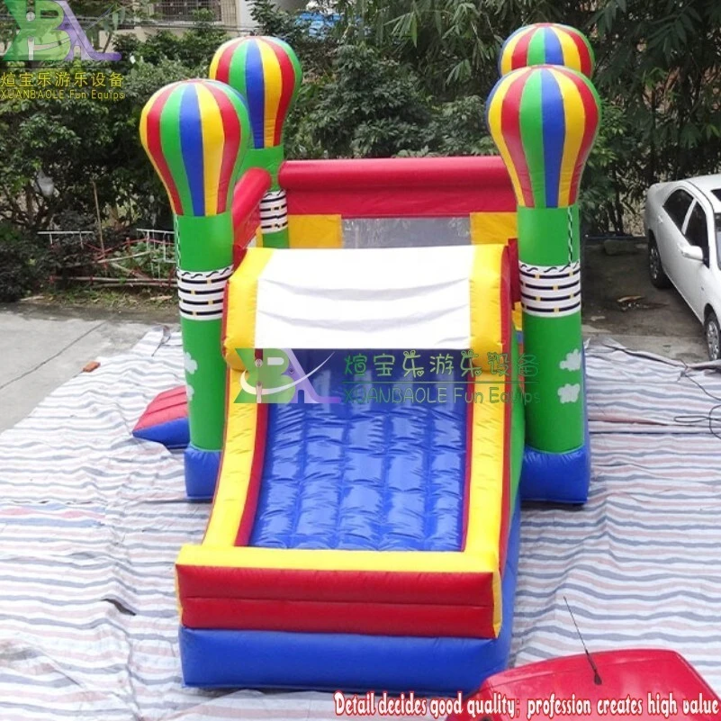 Hot Air Balloon Bounce House Wet or Dry Water Slide Combo, Kids Jumping Bouncer House Fun Party Inflatable Games 1