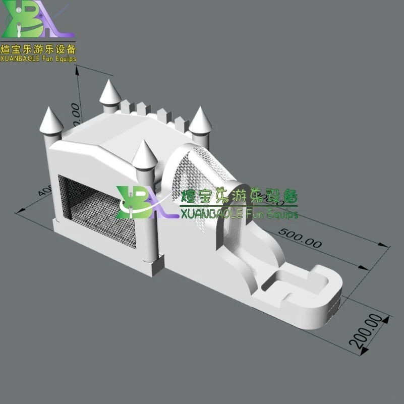 Commercial Wet / Dry Inflatable Combo , 0.55MM PVC White Wedding Inflatable Castle Wet Slide With Pool 1