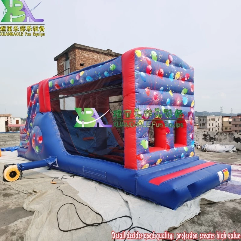 Amusement Park 9.5ft x 28.3ft Party Balloons Assult Course, Kids Crazy Fun Challenging Inflatable Obstacle Sport Game 1