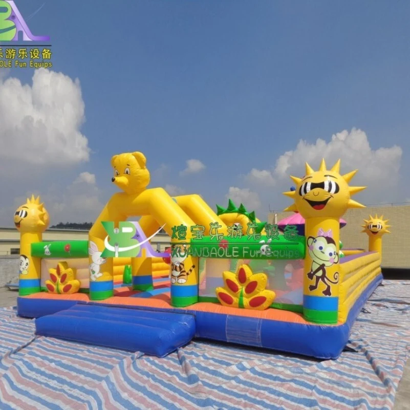 Sun&Bear Cartoon Theme inflatable Fun City, Bouncing Castle Slide Jumper Fun Park, Inflatable multi play ground moonwalk 1