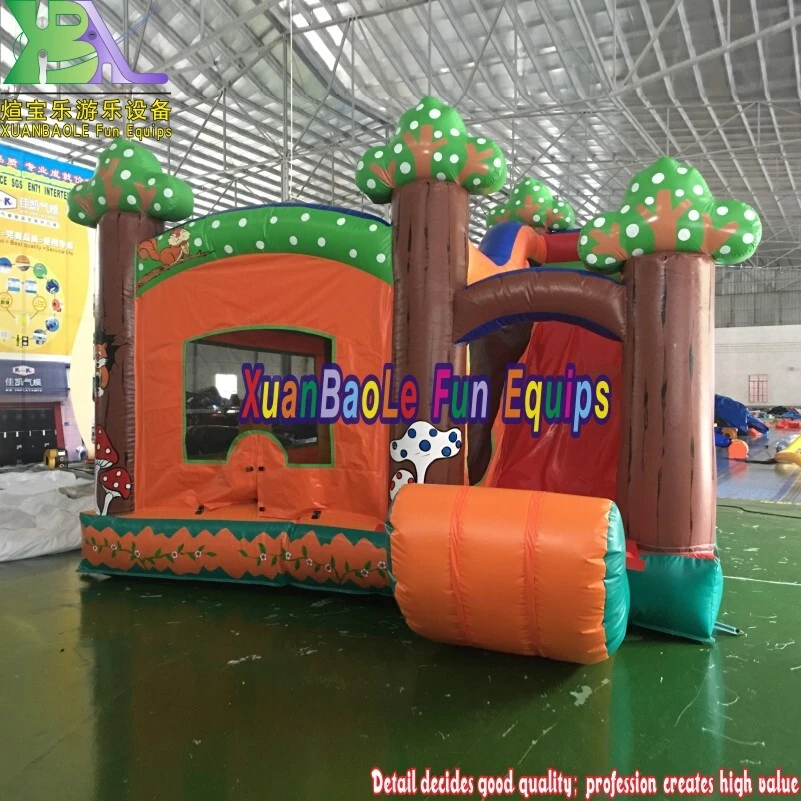 Island Tree Bouning Castle Slide Combo With Jumping House, Yard /Indoor Used Mini Jungle Green Tree Bounce 1