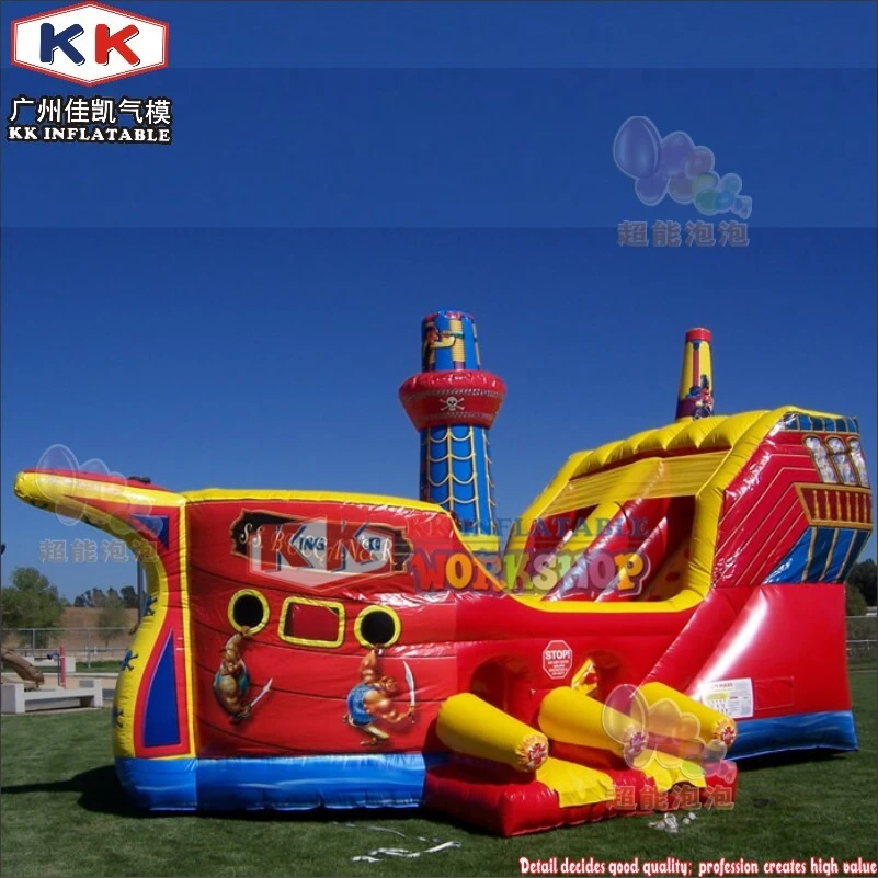 Adventure Inflatable Pirate Ship Water Slide, Pirate Bouncy Combo Wet/Dry Slide For Kids Party 1