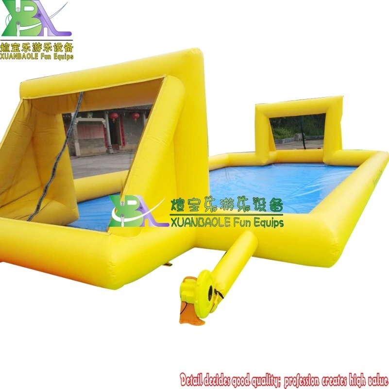 Yellow and Light Blue PVC heavy duty Inflatable Soap Football Field/water Soccer Court/ inflatable Field For Football Games 1