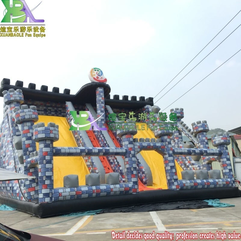 Luxury Castle Inflatable Dry Slide, Commercial Waterproof Inflatable Dry Slide, sewn double lanes jumping slide CE certificated 1