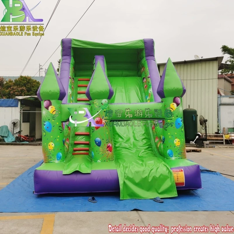 Purple&Green Inflatable Slide, Party Air Balloon Printing Castle Slide 1