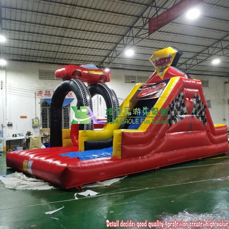 Racing Cars Theme Inflatable Obstacle Race Dry Slide With Bouncer Challenge 1