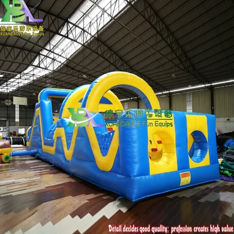 Light Blue & Yellow Adrenaline Rush Blow Up Obstacle Course , Inflatable Obstacle Course Jumper For Sport 1